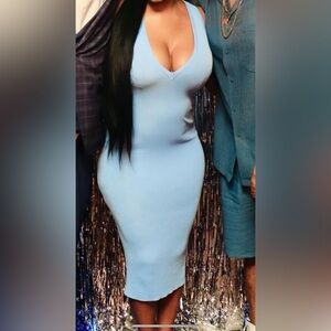 Sleek Light Blue Bodycon Dress